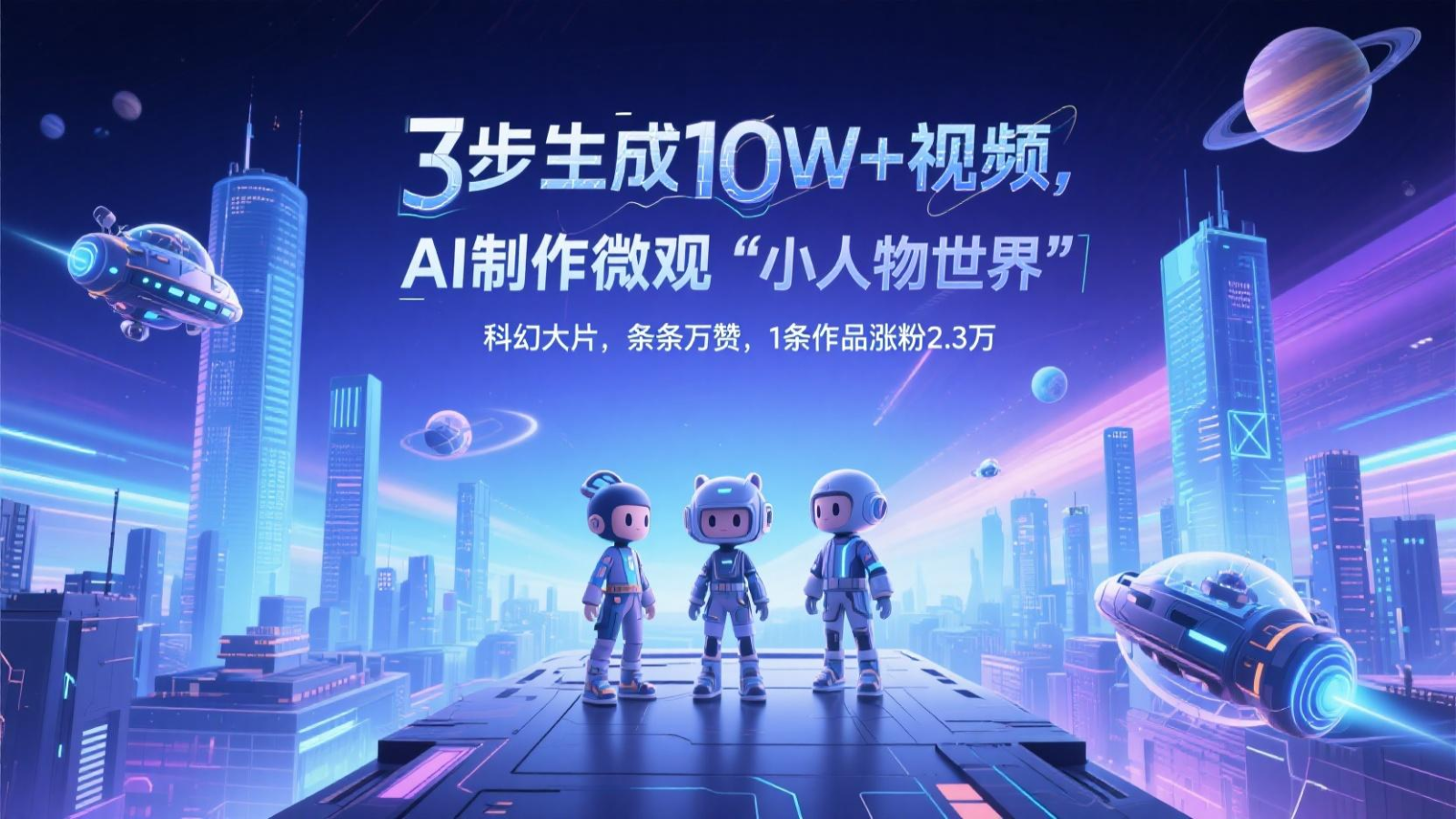 三步生成10W+视频，AI制作微观“小人物世界”科幻大片，条条万赞，1条作品涨粉2.3万财创网络学堂-引流教程-网赚教程-副业教程-引流技术-副业-网络赚钱项目课程网