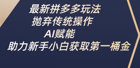 最新拼多多玩法，抛弃传统操作，AI赋能，助力新手小白获取第一桶金-课程网