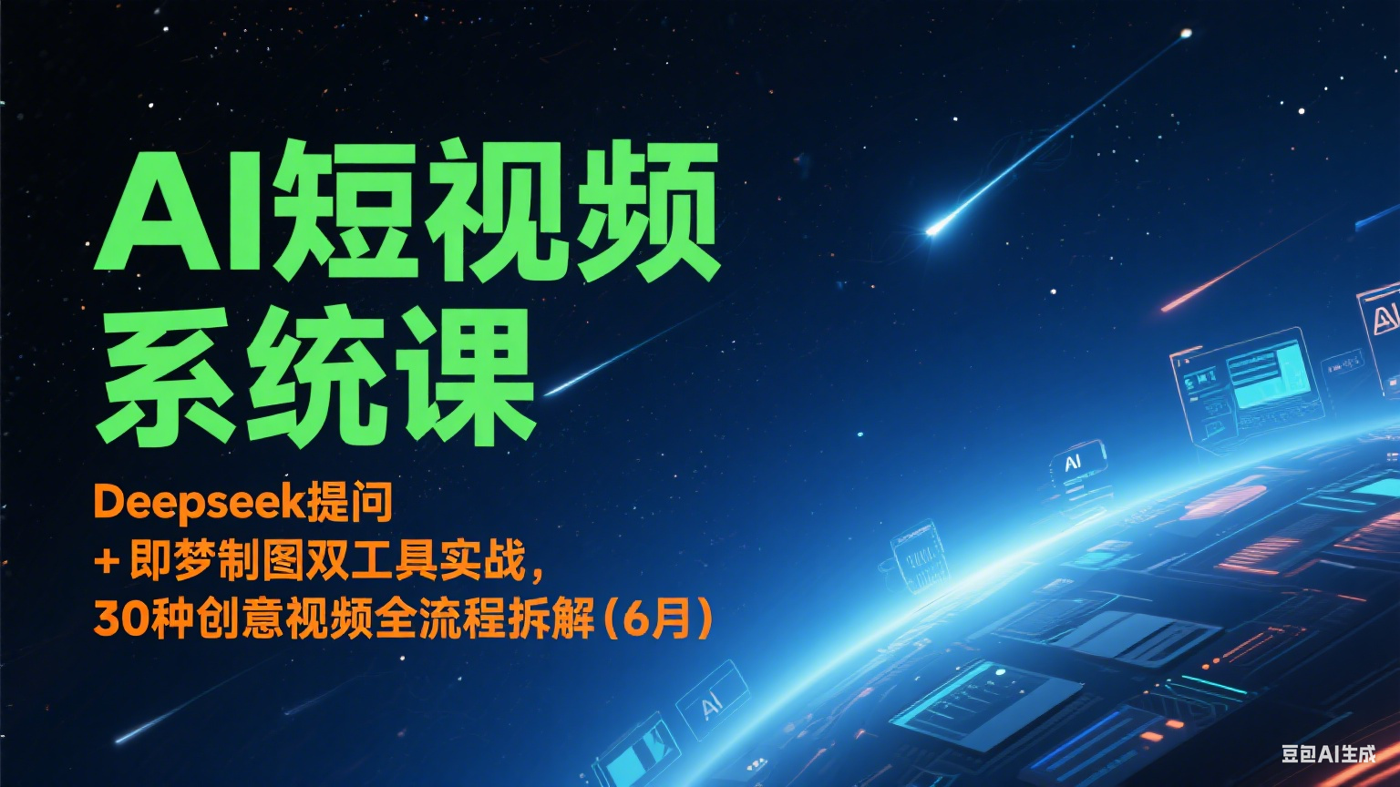 AI短视频系统课：Deepseek提问 + 即梦制图双工具实战，30种创意视频全流程拆解(6月)财创网络学堂-引流教程-网赚教程-副业教程-引流技术-副业-网络赚钱项目课程网