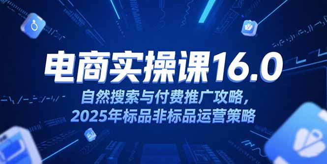 淘宝电商运营课16.0，自然搜索与付费推广攻略，2025年标品非标品运营策略财创网络学堂-引流教程-网赚教程-副业教程-引流技术-副业-网络赚钱项目课程网