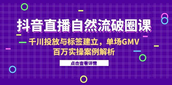抖音直播自然流破圈课-6月，千川投放与标签建立，单场GMV百万实操案例解析财创网络学堂-引流教程-网赚教程-副业教程-引流技术-副业-网络赚钱项目课程网