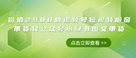 价值2980的视频号短视频橱窗带货和公众号小绿书图文带货-课程网