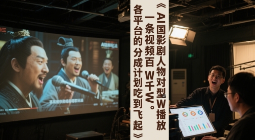 AI三国影视剧人物对口型唱歌玩法，一条视频百W千W播放，各平台的分成计划吃到飞起财创网络学堂-引流教程-网赚教程-副业教程-引流技术-副业-网络赚钱项目课程网