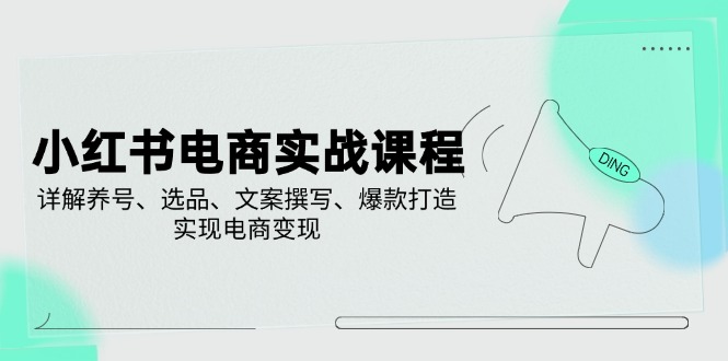 小红书电商实战课程，详解养号、选品、文案撰写、爆款打造，实现电商变现-课程网