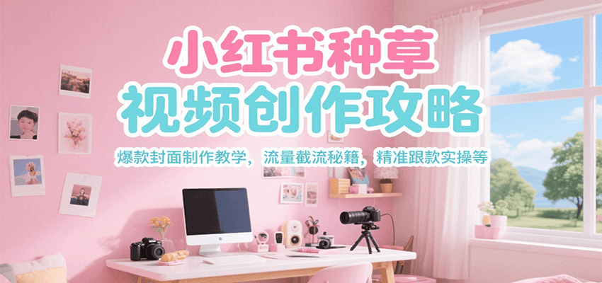 小红书种草视频创作攻略，爆款封面制作教学 ，流量截流秘籍 ，精准跟款实操等财创网络学堂-引流教程-网赚教程-副业教程-引流技术-副业-网络赚钱项目课程网