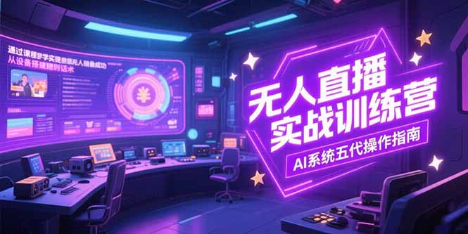 无人直播实操训练营，从设备搭建到话术，AI系统五代操作指南(7月更新财创网络学堂-引流教程-网赚教程-副业教程-引流技术-副业-网络赚钱项目课程网