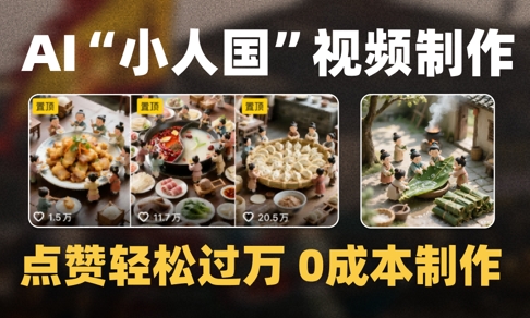 爆款1000W+播放微缩景观迷你小人国AI视频0成本制作全流程教学财创网络学堂-引流教程-网赚教程-副业教程-引流技术-副业-网络赚钱项目课程网
