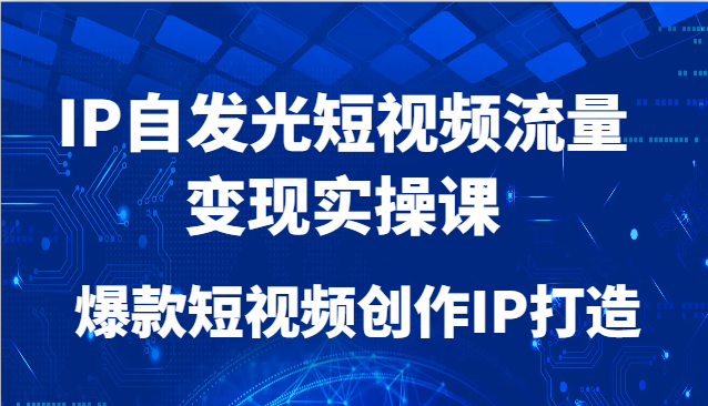 IP自发光短视频流量变现实操课，爆款短视频创作IP打造财创网络学堂-引流教程-网赚教程-副业教程-引流技术-副业-网络赚钱项目课程网