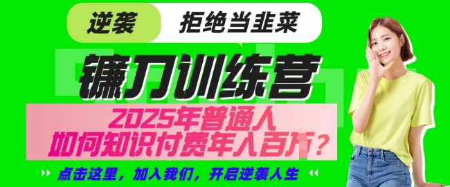 【网创项目终点站-镰刀训练营超级IP合伙人】25年普通人如何通过知识付费实现逆袭【揭秘】财创网络学堂-引流教程-网赚教程-副业教程-引流技术-副业-网络赚钱项目课程网