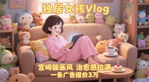 单个账号涨粉71W！用AI制作独居女孩Vlog，宫崎骏画风，治愈感拉满，一条广告报价3W财创网络学堂-引流教程-网赚教程-副业教程-引流技术-副业-网络赚钱项目课程网